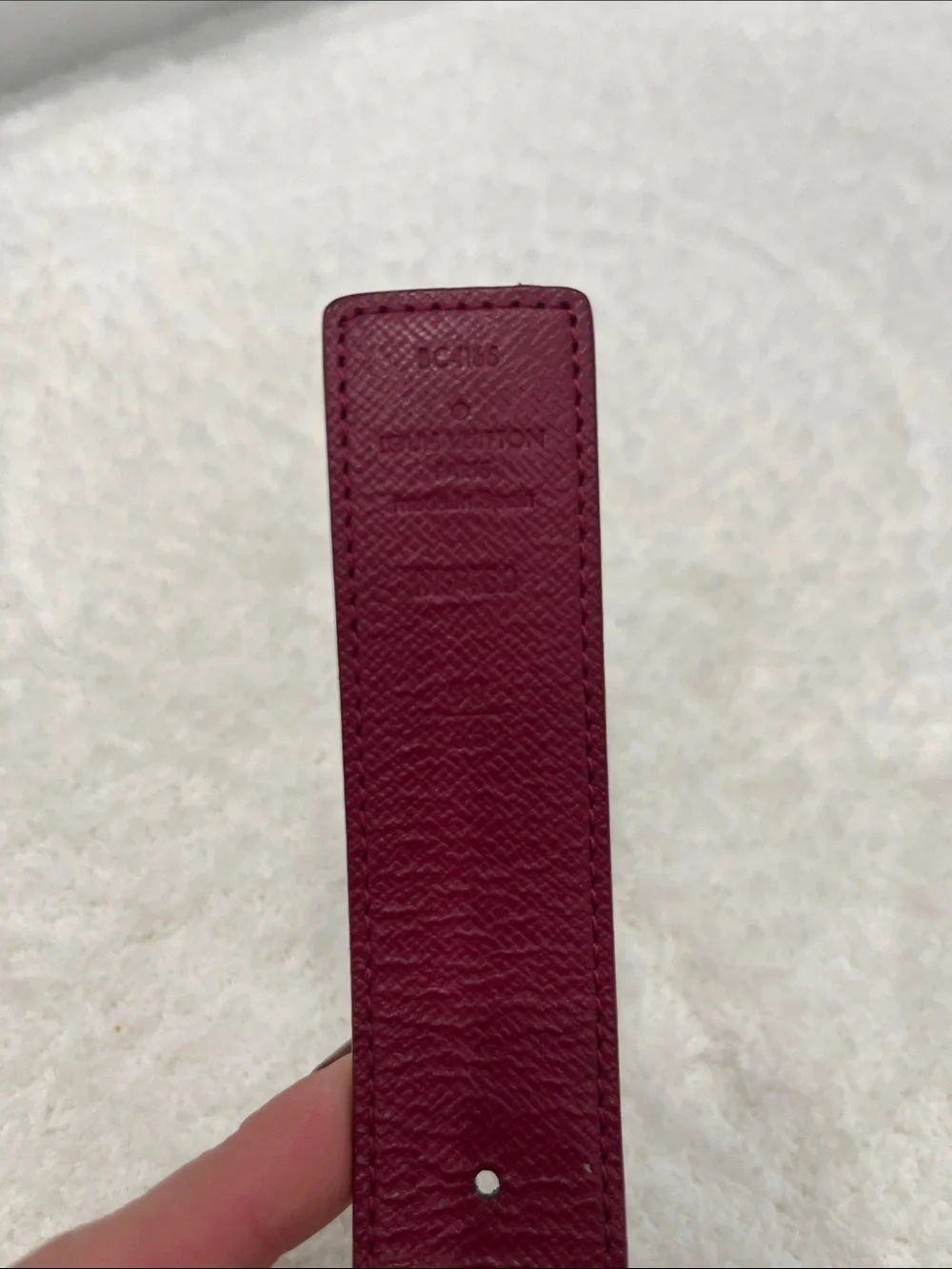 Louis Vuitton Burgundy Leather Belt with Gold LV Buckle